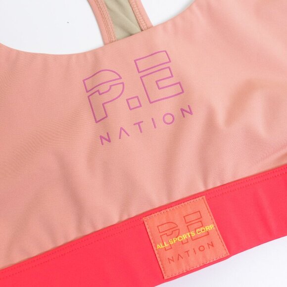 P.E Nation Sports Bra Fitness Active Colourful Box Out  Peach Bloom Small - Picture 7 of 14